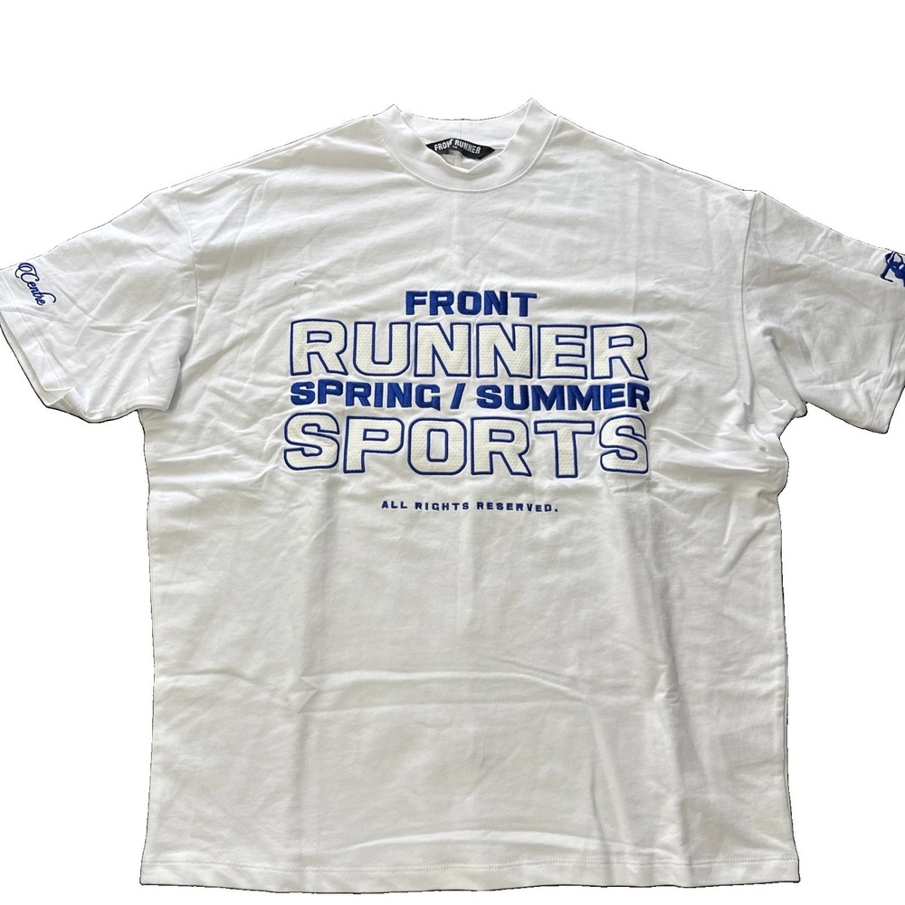 Front Runner T Shirt Mens Logo Graphic Tee White Print Streetwear Summer Size XS